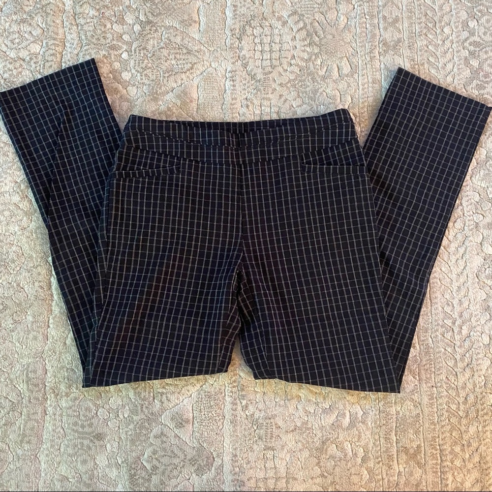 Black and white plaid slacks